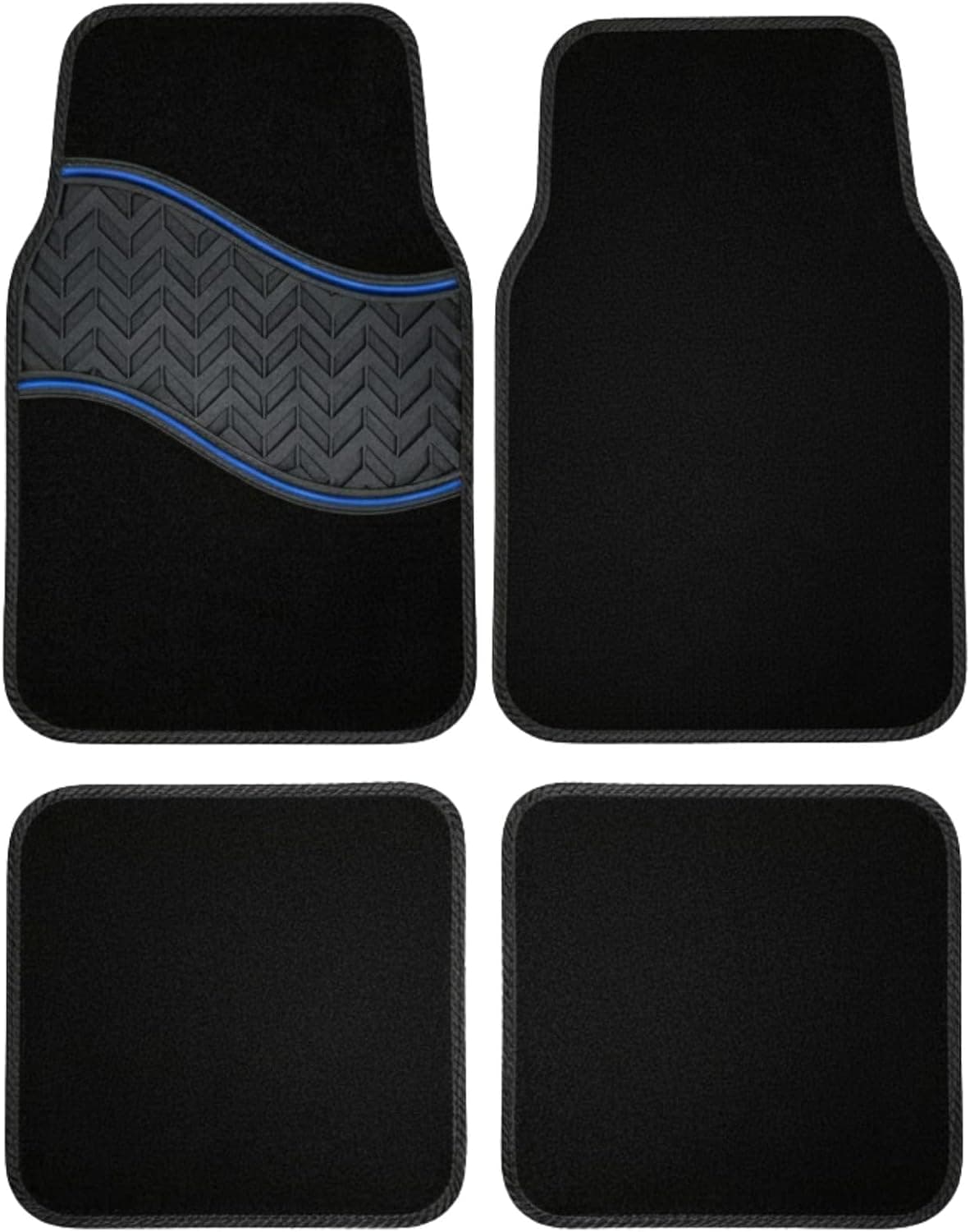 Stoffen automatten met rubber inzet – set van 4 | T Serie - Blauw