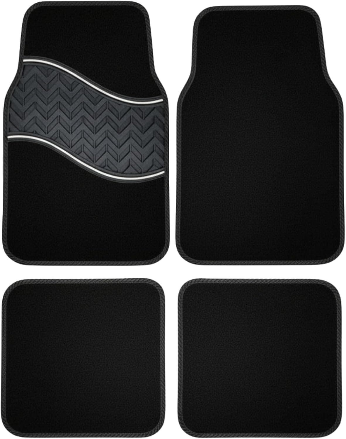 Stoffen automatten met rubber inzet – set van 4 | T Serie - Wit