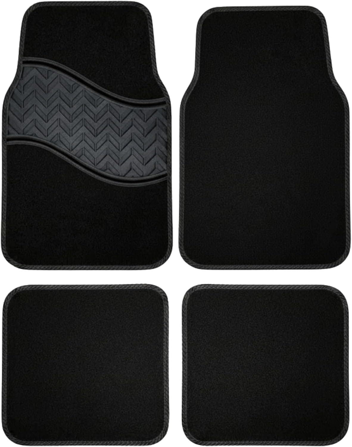 Stoffen automatten met rubber inzet – set van 4 | T Serie - Zwart