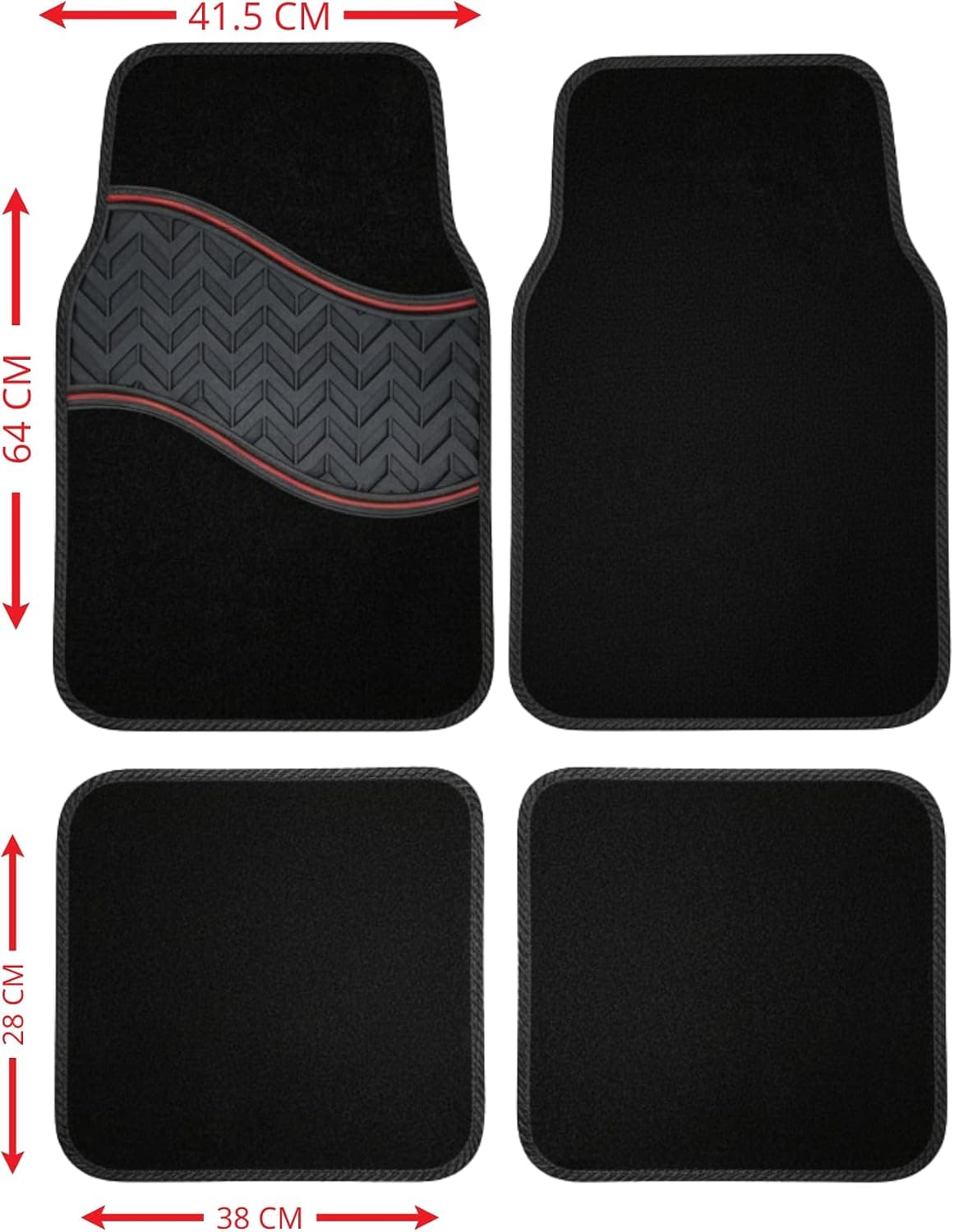 Stoffen automatten met rubber inzet – set van 4 | T Serie 6