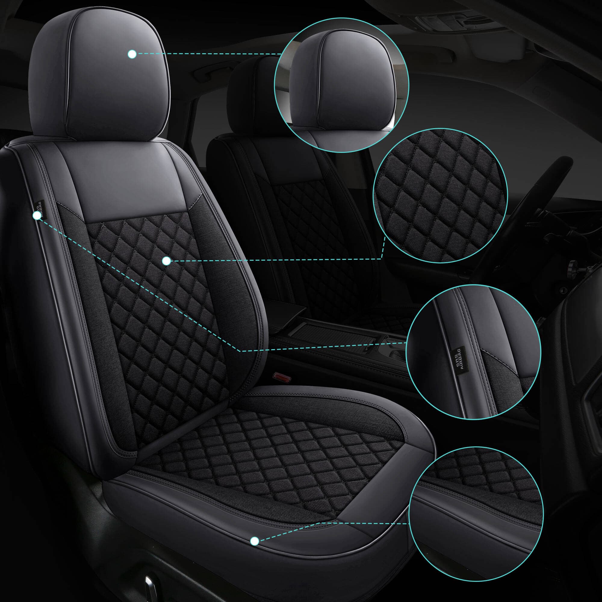 Autostoelhoezen voor Land Rover Range Rover 2 | Set van 2 | Hoogwaardig Kunstleer (Skai) | CLS900 Serie 2