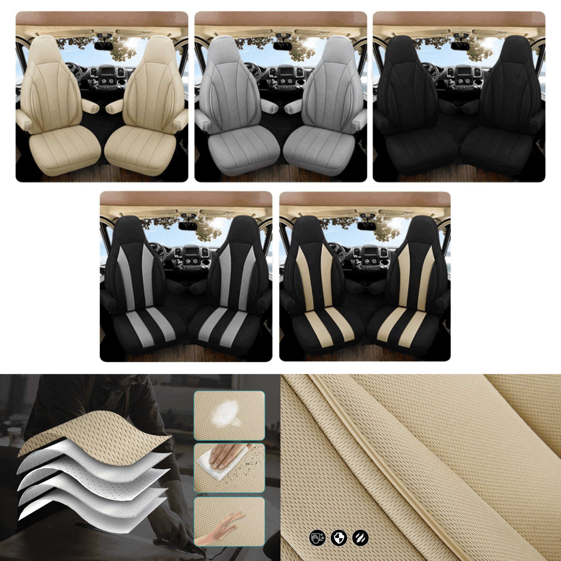 Camper stoelhoezen voor Font Vendome Horizon | Met armleuning hoezen | Set van 2 | CIM2 Serie
