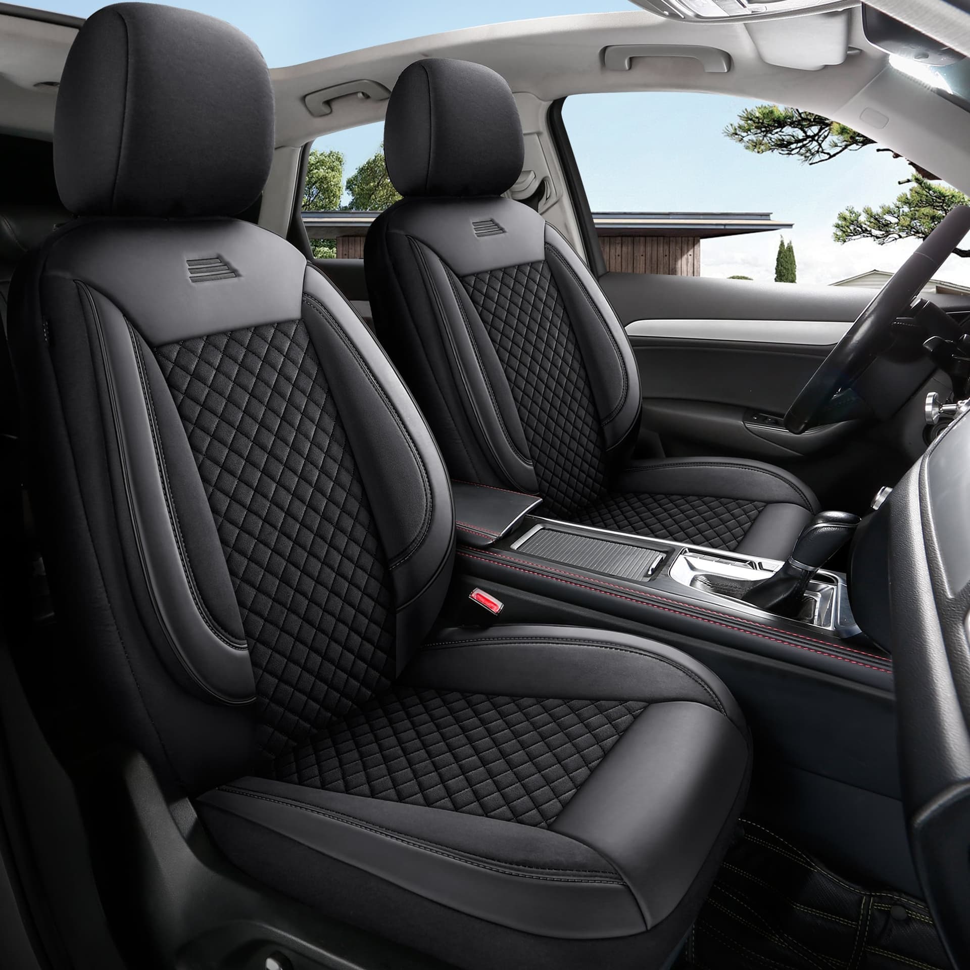 Autostoelhoezen voor Dacia Logan 1. Gen. in pasvorm | Complete set of voorstoelen set | AIS Serie 7