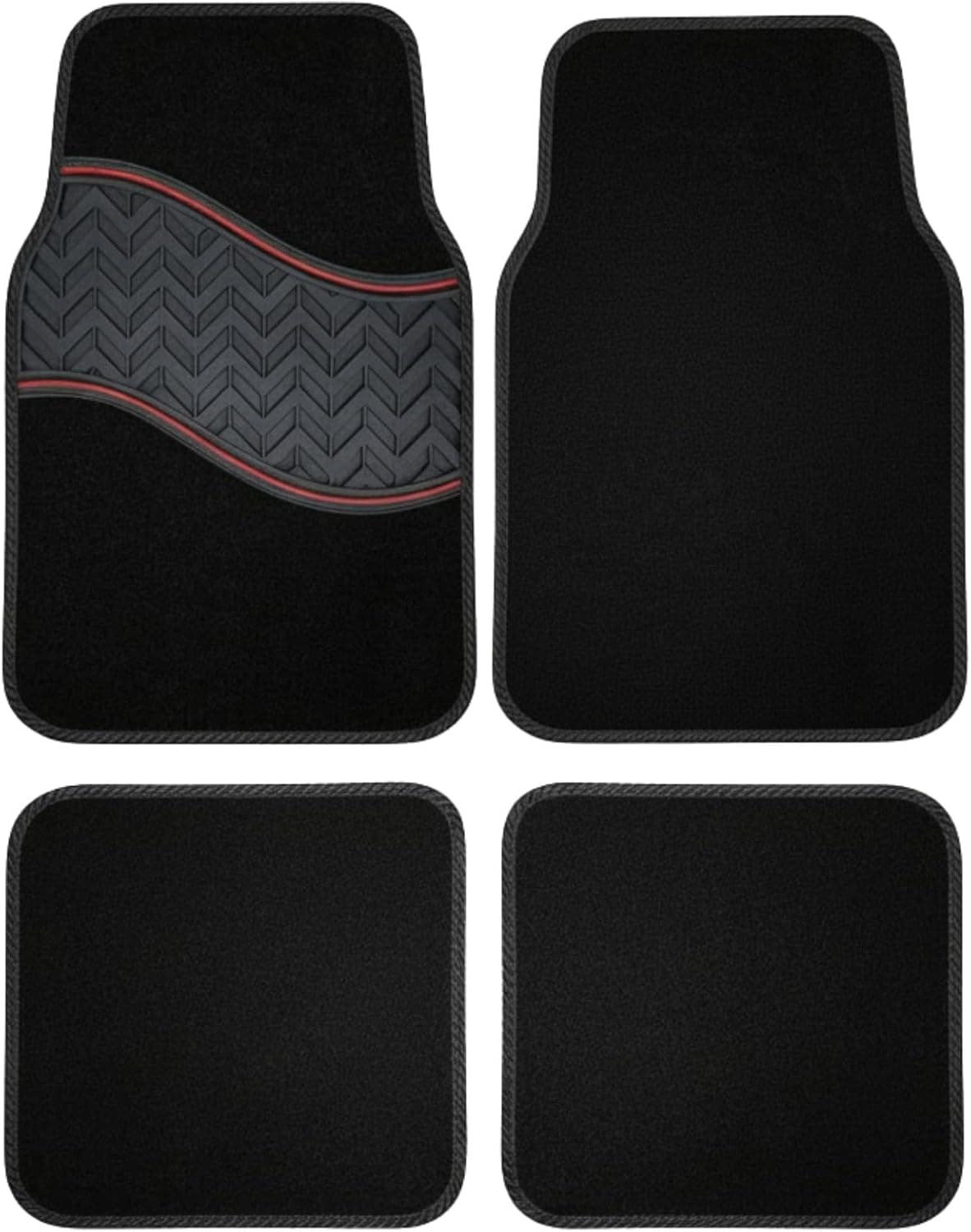 Stoffen automatten met rubber inzet – set van 4 | T Serie - Rood